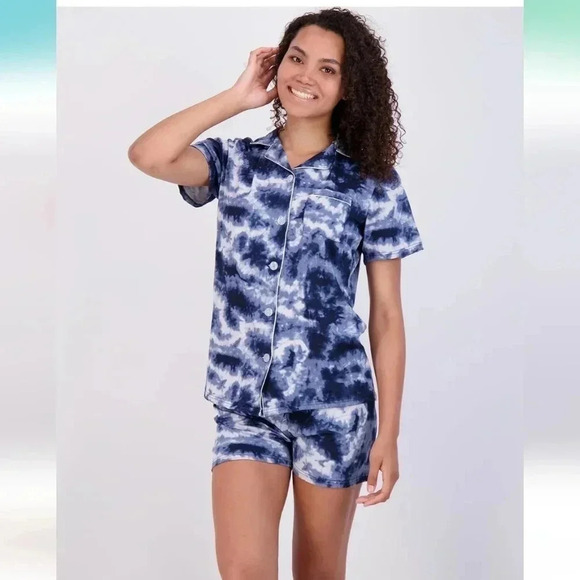 Real Essentials Women's Short Sleeve Button Down Pajama Set Ultra Soft 1X - Picture 3 of 5